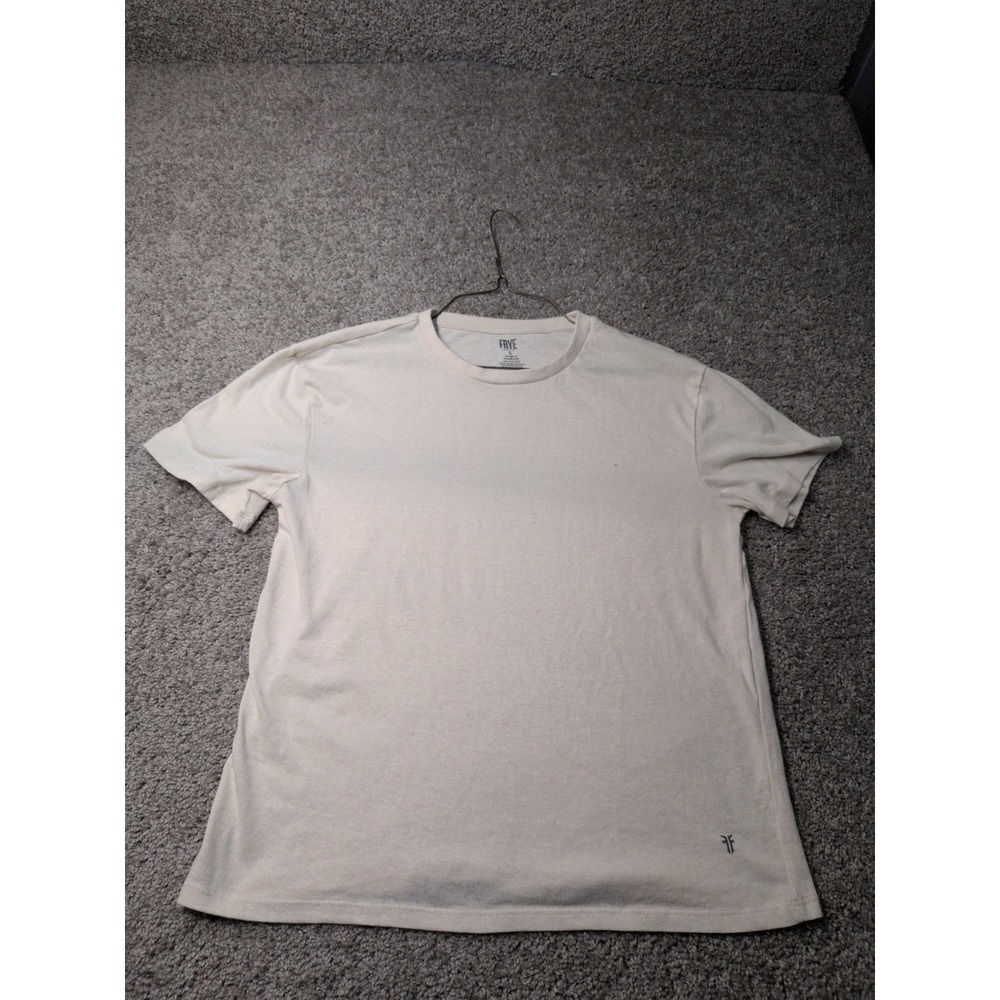 Frye Mens Small Oatmeal Heather Beige Crewneck Short Sleeve T-Shirt Logo S